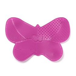Outil de lavage portable pour tapis de nettoyage de brosse de nettoyage de maquillage en silicone, avec ventouse, forme de papillon, pour hommes et femmes par dylonic, support violet rouge, 17.5x23x0.8 cm