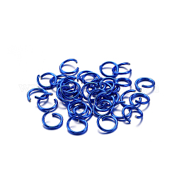 Anillos del salto de aluminio, anillos del salto abiertos, anillo redondo, azul, 20 calibre, 6x0.8 mm, diámetro interior: 4.4mm, aaproximamente 300pcs / bag