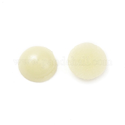 Cabochons en verre opaque, demi-rond, jaune clair, 8x3.5mm
