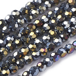 Electroplate Glass Beads Strands, AB Color Plated, Faceted(32 Facets), Round, Prussian Blue, 2x3mm, Hole: 0.5mm, about 200pcs/strand, 17.9 inch