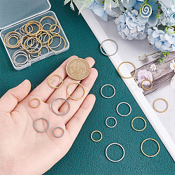 UNICRAFTALE 48pcs 19.5/15.5/12mm Linking Rings 304 Stainless Steel Circle Frames Connectors Golden & Stainless Steel Color O Pattern Ring Jewelry Links for Bracelet Necklace Jewelry Making