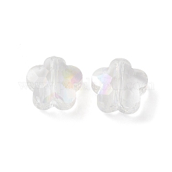 Perle di vetro placcato trasparente, ab colore, sfaccettato fiore, chiaro ab, 9.5x10x5mm, Foro: 1.2 mm
