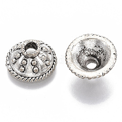Tibetischen Stil Legierung Perlenkappen, cadmiumfrei und bleifrei, apetalous, Antik Silber Farbe, 13x7 mm, Bohrung: 3 mm, Innendurchmesser: 9 mm, ca. 560 Stk. / 1000 g