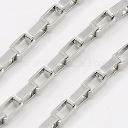 304 Stainless Steel Venetian Chains, Box Chain, Unwelded, Stainless Steel Color, 3.5x3.5mm