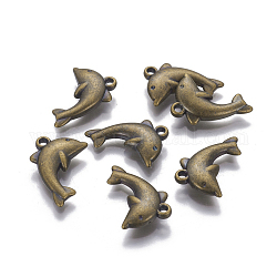 Ccb-Kunststoffanhänger, Delphinform, Antik Bronze, 21x17x5 mm, Bohrung: 1.8 mm