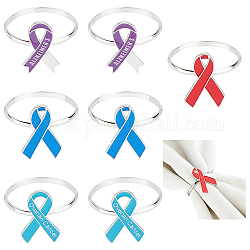 Ph pandahall 8 porte-anneaux de serviette, 4 couleurs ruban de sensibilisation ronds de serviette pour table à manger décoration cadre charité aide publique cancer du côlon cancer de la prostate sensibilisation au cancer du pancréas