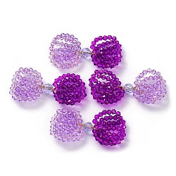 Cabochons à nœud papillon en perles de verre enveloppés de fil de cuivre, magenta, 24x41x5.5mm