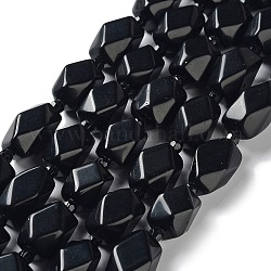 Perles en obsidienne naturelle, avec des perles de rocaille, facette, losange, 12~15x9~12x9~12mm, Trou: 1~1.2mm, Environ 20~21 pcs/chapelet, 15.20~15.51 pouce (38.6~39.4 cm)