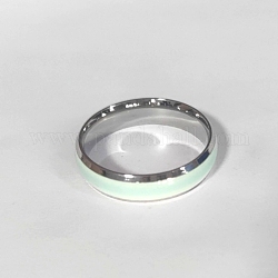 Светящееся 304 плоское кольцо из нержавеющей стали с простой полосой, светящиеся в темноте украшения для мужчин и женщин, Небесно-голубой, размер США 12 (21.4 мм)
