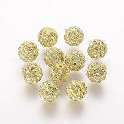 Polymer Ton Strass Perlen, Klasse A, Runde, pflastern Discokugel-Korn, Jonquille, 8x7.5 mm, Bohrung: 1 mm