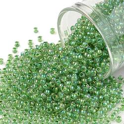 Toho runde Saatperlen, japanische Saatperlen, (775) Innenfarbe ab Kristall / grün ausgekleidet, 11/0, 2.2 mm, Bohrung: 0.8 mm, ca. 5555 Stk. / 50 g