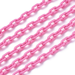 ABS-Kunststoff-Kabelketten, Oval, neon rosa , 13.5~14x8x2 mm, 14.9 Zoll~15.35 Zoll (38~39 cm)/Strang
