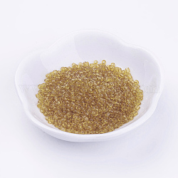 6/0 Glass Seed Beads, Transparent, Round, Pale Goldenrod, 4mm, hole: 1.5mm, about 496pcs/50g