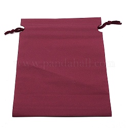 Rectangle Plastic Frosted Drawstring Gift Bags, with Cotton Cord, for Daily Supplies Storage, Cerise, 28.5x20.8x0.15cm