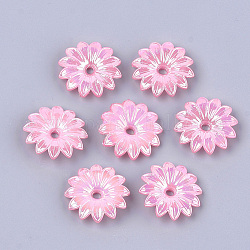 Opaco como tapas de cuentas de plástico, pearlized, flor, rosa, 32x32x7mm, agujero: 4 mm, aproximamente 350 unidades / 500 g