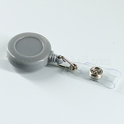 ABS-Kunststoff-Abzeichenrolle, einziehbarer Ausweishalter, mit Haarspange aus Platineisen, Flachrund, Grau, 86x32x16 mm