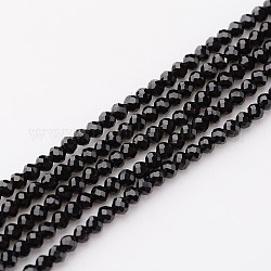 Naturale nero perline spinello fili, tondo, sfaccettato, 2mm, Foro: 0.8 mm, circa 203pcs/filo, 15.75 pollice