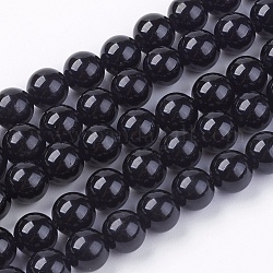 Natürlichen Turmalin Perlenstränge, Runde, Schwarz, 6 mm, Bohrung: 0.8 mm, ca. 63 Stk. / Strang, 15.7 Zoll