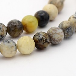 Ágata musgo natural de hebras de perlas reronda, 4mm, agujero: 1 mm, aproximamente 135 pcs / cadena, 15.7 pulgada.