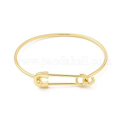 Bracelet en forme d'épingle à nourrice en laiton pour femme, or, diamètre intérieur: 2x2-1/2 pouce (5.2x6.3 cm)