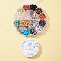 Kit per la creazione di orecchini con chip di pietre preziose fai da te, inclusi ganci per orecchini in ottone, Perline semi di vetro, microsfere di pietre preziose miste naturali e sintetiche, colore misto