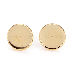 304 impostazioni per orecchini a bottone in acciaio inossidabile, rotondo e piatto, vero placcato oro 18k, vassoio: 16mm, 18x2mm, ago :0.9mm