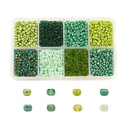 1 boîte 8/0 perles de graines de verre rondes perles d'entretoise lâches, verte, 3mm, Trou: 1mm, environ 4200 pcs / boîte