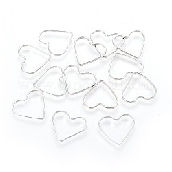 Brass Links, Valentine's Day Jewelry Accessory, Heart, Plated in Platinum Color, Nickel Free, about 13.5mm wide, 12mm long, 1mm thick