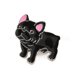 Dog Enamel Pin with Brass Butterfly Clutches, Alloy Badge for Backpack Clothing, Bulldog Pattern, 23x24.5x10mm, Pin: 1.1mm