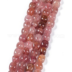 Natürlichen Erdbeere Quarzperlen Stränge, Nuggets Trommelstein, 6.5~15x7~14x7~14 mm, Bohrung: 1~1.4 mm, ca. 32~33 Stk. / Strang, 15.16~ 15.75 Zoll (38.5~40 cm)