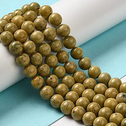 Brins de perles en pierre verdite naturelle, Grade a, ronde, 8mm, Trou: 1mm, Environ 51 pcs/chapelet, 16.14'' (41 cm)