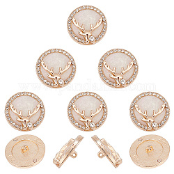 NBEADS 10 Pcs Deer Head Rhinestone Shank Buttons, 25mm Golden Alloy Round Buttons Decorative Metal Rhinestone Sewing Buttons for Clothes Shirts Suits Coats Sweaters Wedding Dress