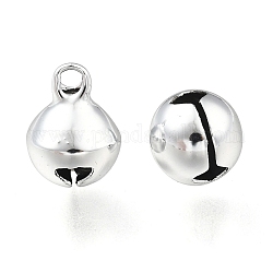 Ottone rotonda ciondoli campana, per Natale, argento, 10x8x8mm, Foro: 2 mm