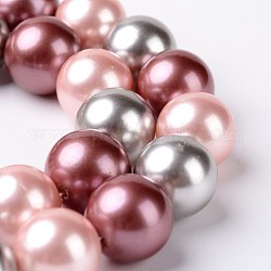Redondo shell hebras de abalorios de perlas, colorido, 12mm, agujero: 1 mm, aproximamente 34 pcs / cadena, 15.7 pulgada