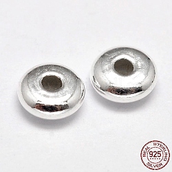 Rondelle 925 perles intercalaires en argent massif, couleur d'argent, 3.8x1.5mm, Trou: 1mm, environ 298 pcs/20 g