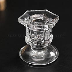 Römische Stumpenkerzenhalter aus Glas, für Heimdekorationen, Transparent, 4.8x6.3 cm, Innendurchmesser: 2.3 cm