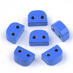 Enlaces de múltiples hilos de aleación pintados con spray, para la fabricación de pulseras elásticas de azulejos, semicírculo, azul real, 8.5x4x6mm, agujero: 1.4 mm