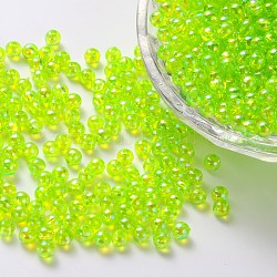 Perle acriliche trasparenti ecologiche, tondo, ab colore, prato verde, 6mm, Foro: 1.5 mm, circa 4000pcs/500g