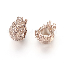 316 perles européennes chirurgicales en acier inoxydable, Perles avec un grand trou   , lion, or rose, 12x8x11mm, Trou: 4.5mm