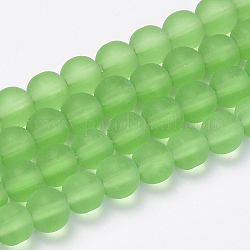 Transparente Glasperlen Stränge, matt, Runde, hellgrün, 6 mm, Bohrung: 1 mm, ca. 55 Stk. / Strang, 12.9 Zoll