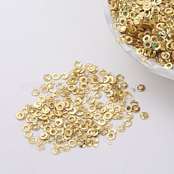 Ornement accessoires plastique paillette / paillettes perles, anneau, or, 2x0.1mm, Trou: 0.8mm