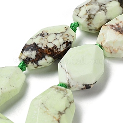 Chapelets de perles en jade citron naturel, facette, pépites, 27~30.5x16.5~18.5x7.5~10.5mm, Trou: 2mm, Environ 7 pcs/chapelet, 8.58'' (21.8 cm)
