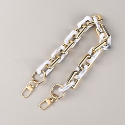 Tracolla per borsa a catena in acrilico, motivo in marmo con fermagli in lega, per accessori per la sostituzione della borsa, bianco, 40.5cm