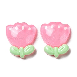 Translucent Resin Cabochons, Flower, Pink, 19x16x5.5mm