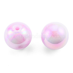 Cuentas acrílicas opacas de dos tonos, color de ab chapado, redondo, rosa perla, 15.5x15mm, agujero: 3 mm, aproximamente 223 unidades / 500 g