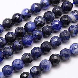 Natural Sodalite Beads Strands, Faceted, Round, Midnight Blue, 10mm, Hole: 1mm, about 38pcs/strand, 15.75 inch