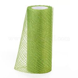 Блестящие сетчатые ленты деко, тюль ткань, для украшения свадебной вечеринки, изготовление украшения юбок, зеленый газон, 5.9 дюйм (15 см), 10 ярдов / рулон