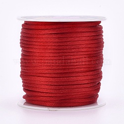 Fil de nylon, corde de satin de rattail, rouge, 1mm, environ 87.48 yards (80 m)/rouleau