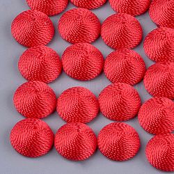 Polyesterfaden Stoff Cabochons, mit abs Kunststoff bedeckt, halbrund / Dome, rot, 14.5x7 mm