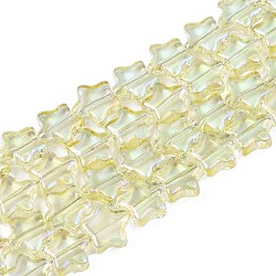 Perles en verre plaquent brin, couleur ab , étoiles du nord, jaune verge d'or clair, 8.5x9x3mm, Trou: 0.8mm, Environ 79~80 pcs/chapelet, 24.80 pouce ~ 25.20 pouces (63~64 cm)